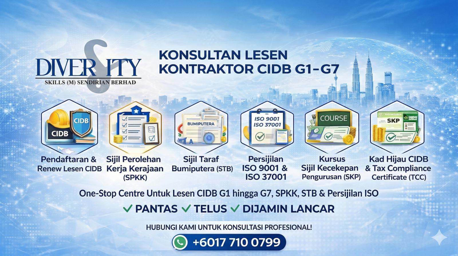 DIVERSITY SKILLS (M) SDN BHD - Konsultan Lesen Kontraktor CIDB G1-G7 DIVERSITY SKILLS (M) SDN BHD - Konsultan Lesen Kontraktor CIDB G1-G7